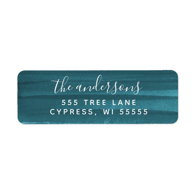 Rustic Watercolor Address Label - Teal (Front)