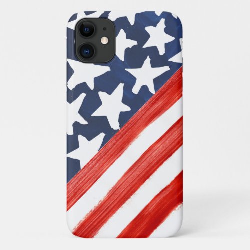 Rustic Watercolor American Flag Independence Day iPhone 11 Case