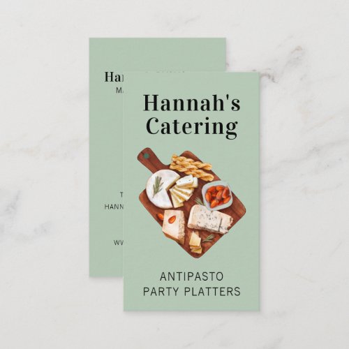 Rustic Watercolor Antipasto Platter Catering Business Card