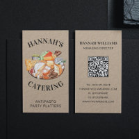 Rustic Watercolor Antipasto Platter Catering Business Card