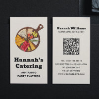 Rustic Watercolor Antipasto Platter Catering Business Card