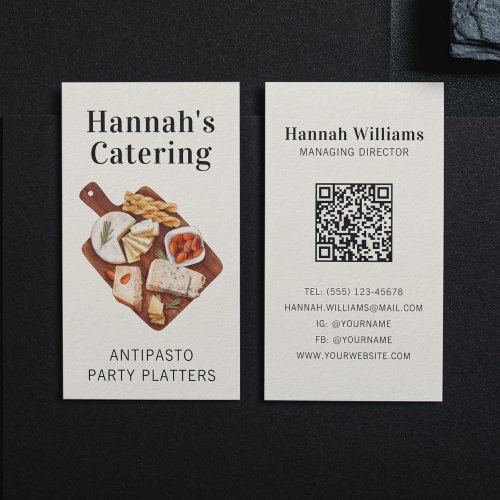 Rustic Watercolor Antipasto Platter Catering Business Card