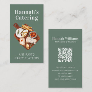 Rustic Watercolor Antipasto Platter Catering Business Card