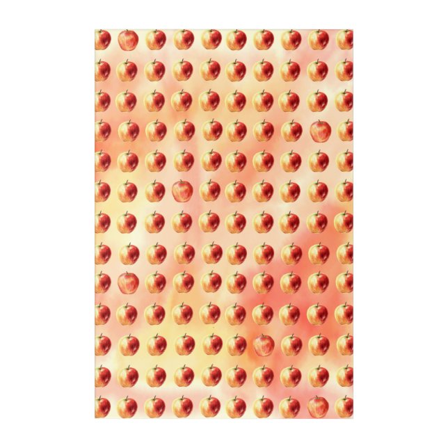 Rustic Watercolor Apple Pattern Acrylic Wall Art (Front)