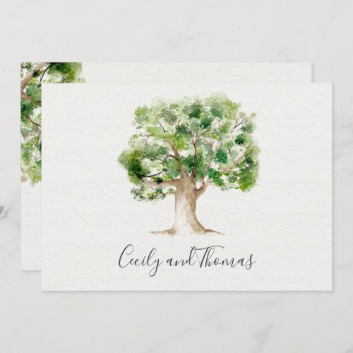 Rustic Watercolor Arboretum Oak Tree Invitation