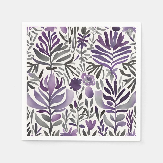 Rustic Watercolor Art Plants Motives  Napkins (Front)