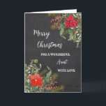 Rustic Watercolor Aunt Merry Christmas Card<br><div class="desc">Merry Christmas for aunt card in rustic watercolor poinsettias and foliage and chalkboard background.</div>