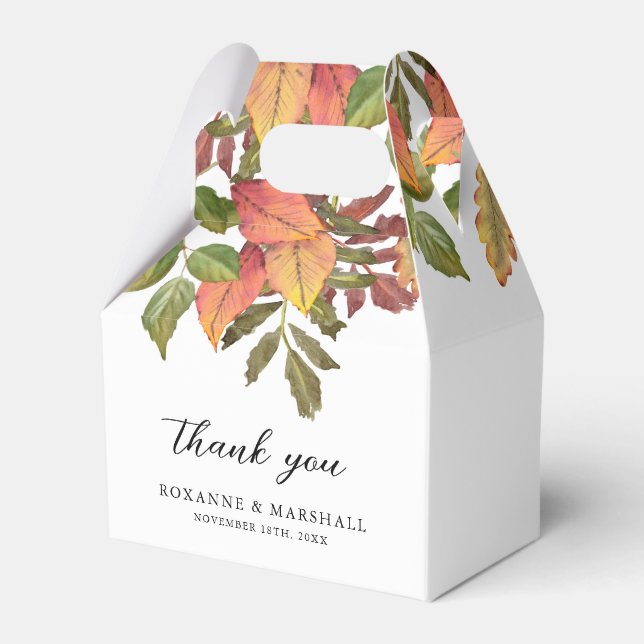 Rustic Watercolor Autumn Fall Thank You Favor Box (Front Side)