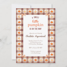 Rustic Watercolor Autumn Gingham Baby Shower