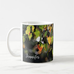 Rustic watercolor autumn leaves monogrammed coffee mug