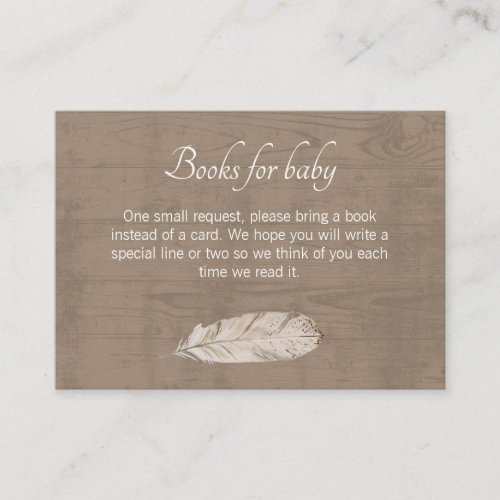 Rustic Watercolor Baby Shower Books For Baby Enclosure Card