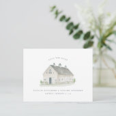 rustic watercolor barn wedding save the date postcard (Standing Front)