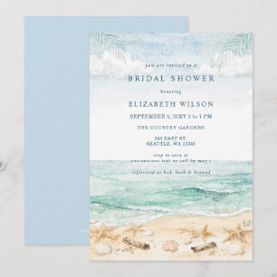 Rustic Watercolor Beach Bridal Shower Invitation
