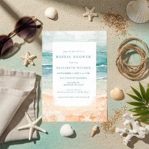 Rustic Watercolor Beach Bridal Shower Invitation