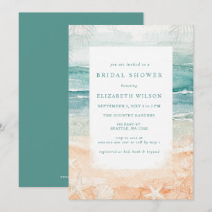 Rustic Watercolor Beach Bridal Shower Invitation