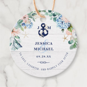 Rustic Watercolor Beach Nautical Floral Wedding Favor Tags