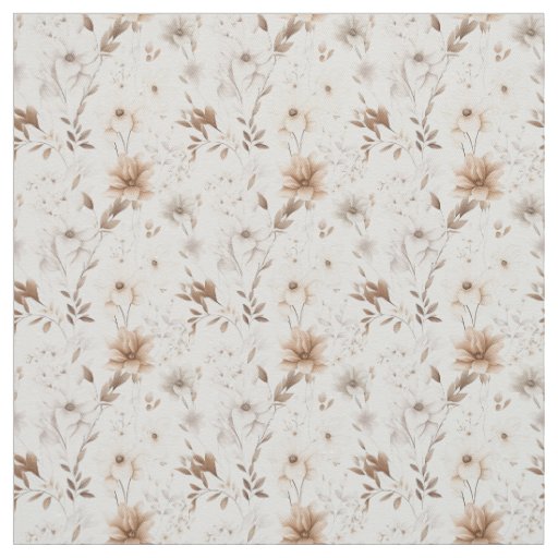 Rustic Watercolor Beige Bloom Elegance Fabric