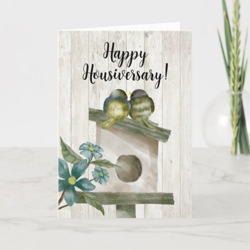 Rustic Watercolor Birdhouse Happy Housiversary Thank You Card