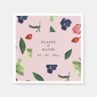 Rustic Watercolor Blooms Floral Wedding Napkins