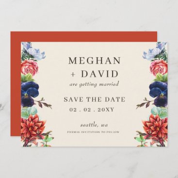 Rustic Watercolor Blooms Floral Wedding Save The Date