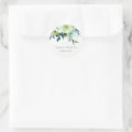 Rustic Watercolor Blue Green Floral Leafy Wedding Classic Round Sticker ...