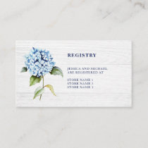 Rustic Watercolor Blue Hydrangea Wedding Registry Enclosure Card
