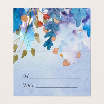 Rustic Watercolor Blue Wedding Business Card