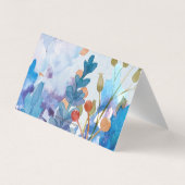 Rustic Watercolor Blue Wedding Business Card (Back)
