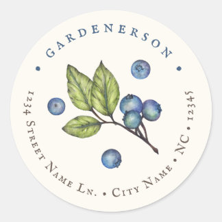 Rustic Watercolor Blueberry Cream Custom Classic Round Sticker