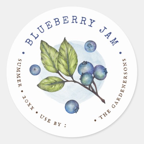 Rustic Watercolor Blueberry Jam Classic Round Classic Round Sticker