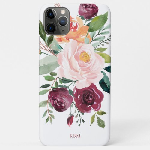 Rustic Watercolor Botanical with Monogram iPhone 11 Pro Max Case