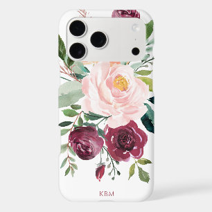 Rustic Watercolor Botanical with Monogram iPhone 17 Pro Max Case