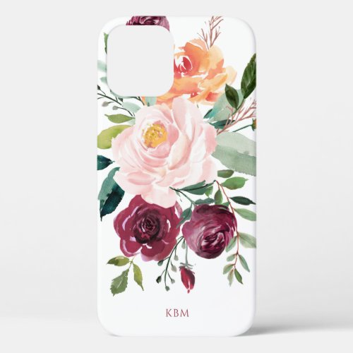 Rustic Watercolor Botanical with Your Monogram iPhone 12 Pro Case