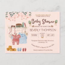 Rustic Watercolor boy girl baby shower Postcard