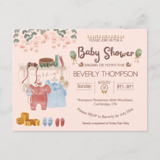 Rustic Watercolor boy girl baby shower Postcard