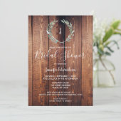 Rustic watercolor branch monogram Bridal Shower Invitation (Standing Front)