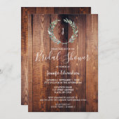 Rustic watercolor branch monogram Bridal Shower Invitation (Front/Back)