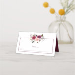 Rustic Watercolor Burgundy Pink Floral Place Cards