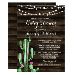 Rustic Watercolor Cactus Barn Wood Baby Shower Invitation