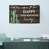 Rustic Watercolor Cactus Barn Wood Birthday Banner (Tradeshow)