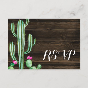 Rustic Watercolor Cactus Barn Wood RSVP