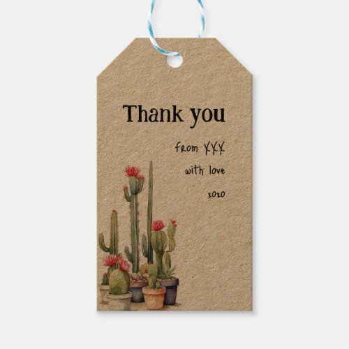 Rustic Watercolor Cactus Custom Message Gift Tags