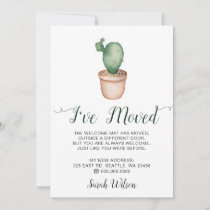 Rustic Watercolor Cactus Pot I have moved Moving Announcement