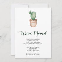 Rustic Watercolor Cactus Pot New Home Moving Announcement