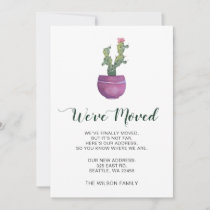 Rustic Watercolor Cactus Pot New Home Moving Announcement