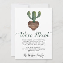 Rustic Watercolor Cactus Pot We Have Moved Moving Announcement