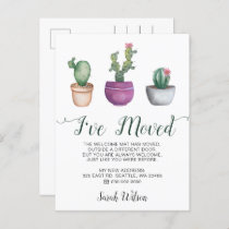 Rustic Watercolor Cactus Pots I Have Moved Moving Announcement Postcard