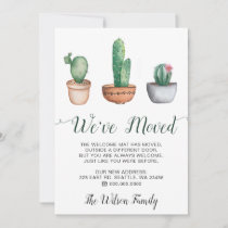 Rustic Watercolor Cactus Pots We Have Moved Moving Announcement