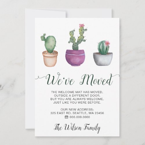 Rustic Watercolor Cactus Pots We Have Moved Moving Announcement