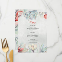 Rustic Watercolor Cactus Succulent Sage Floral  Menu